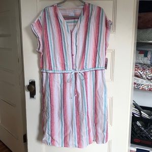 Time and Tru XL Linen Strip Dress